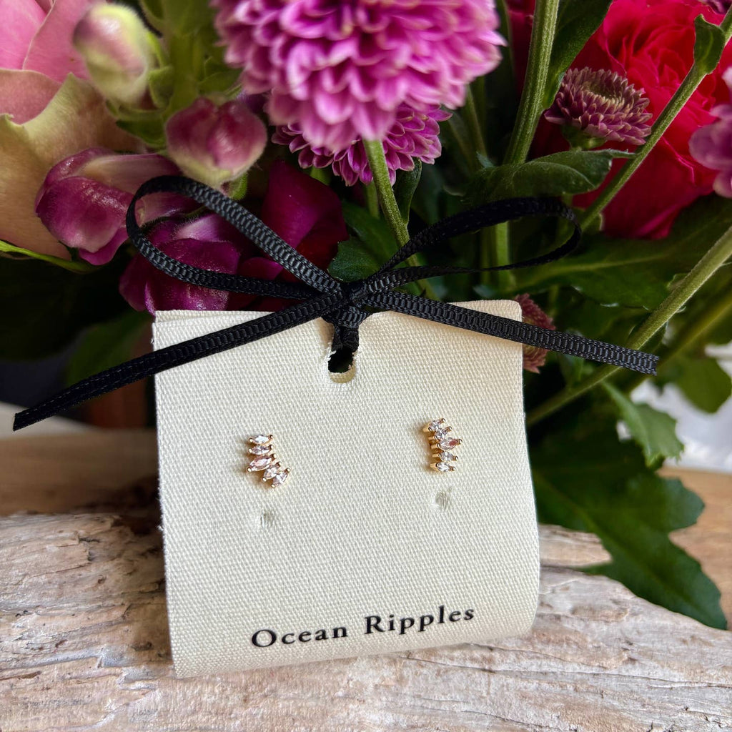 14ct Gold Plated Cubic Zirconia Climber Earrings