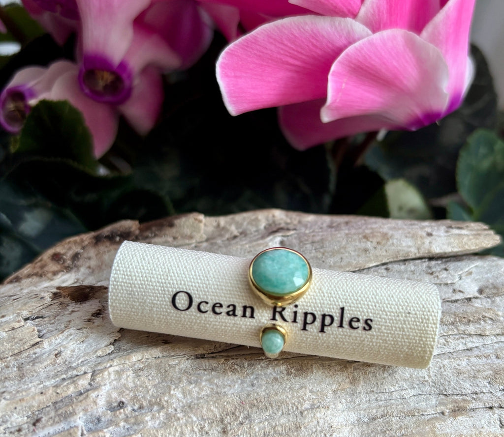 18ct Gold Plated Open Top Natural Stone Ring