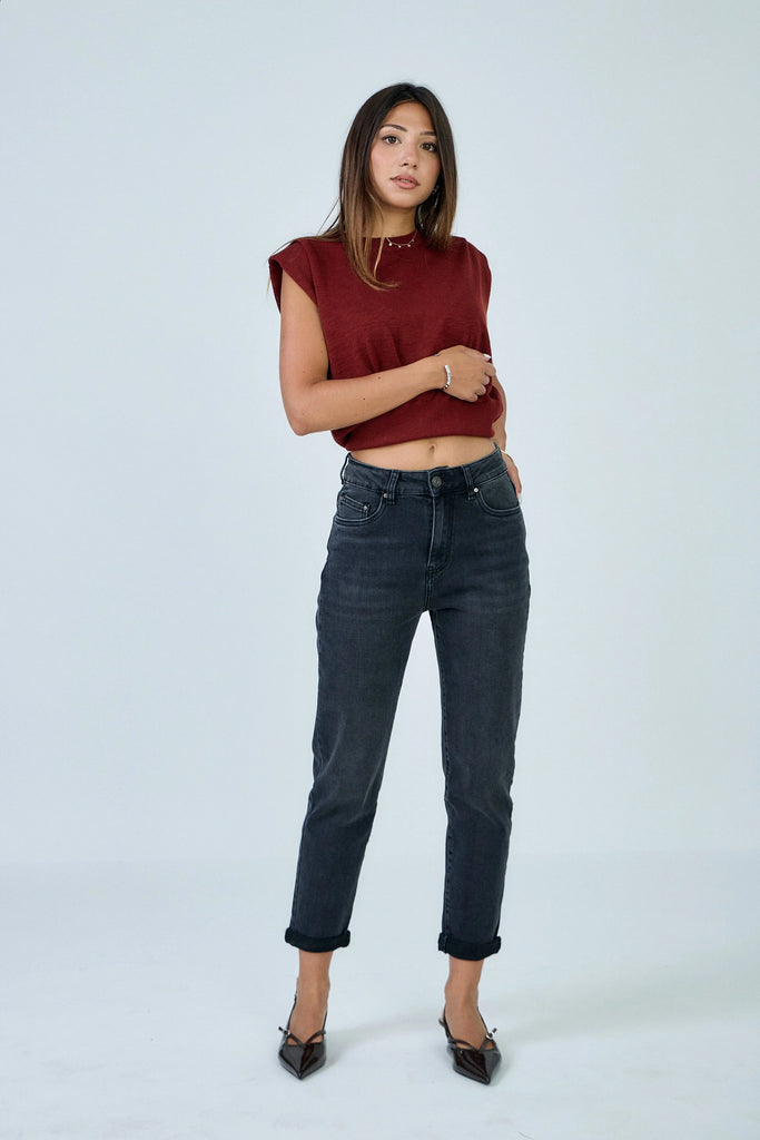 Jeanne - Mom Jeans-Off Black