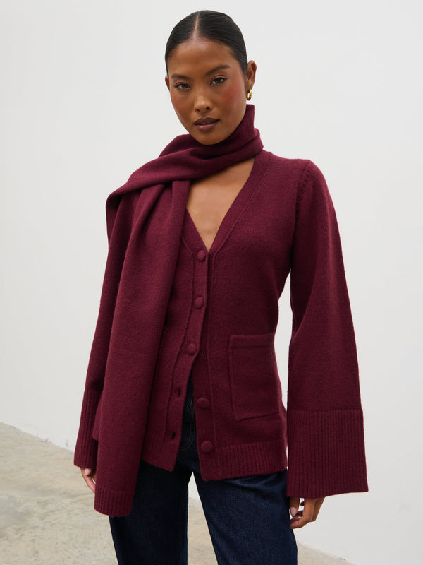 Florie Knit Cardigan with Scarf