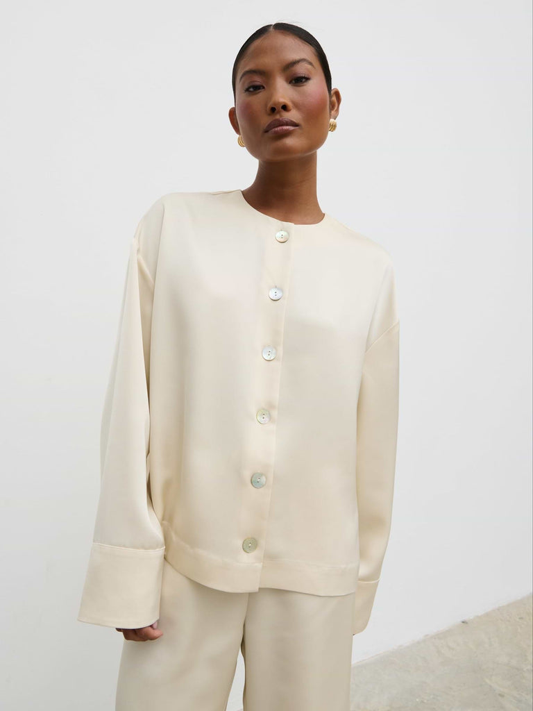 Dua Satin Button Blouse