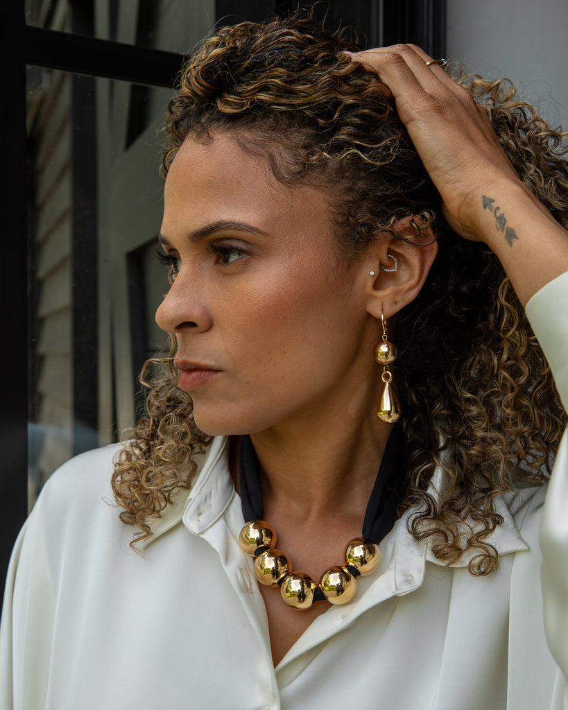 Herne Satin Ball Necklace - Gold