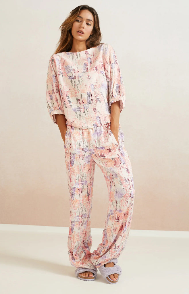 Pink Dessin Satin wide leg trousers