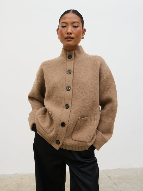 Leighton High Neck Knit Cardigan