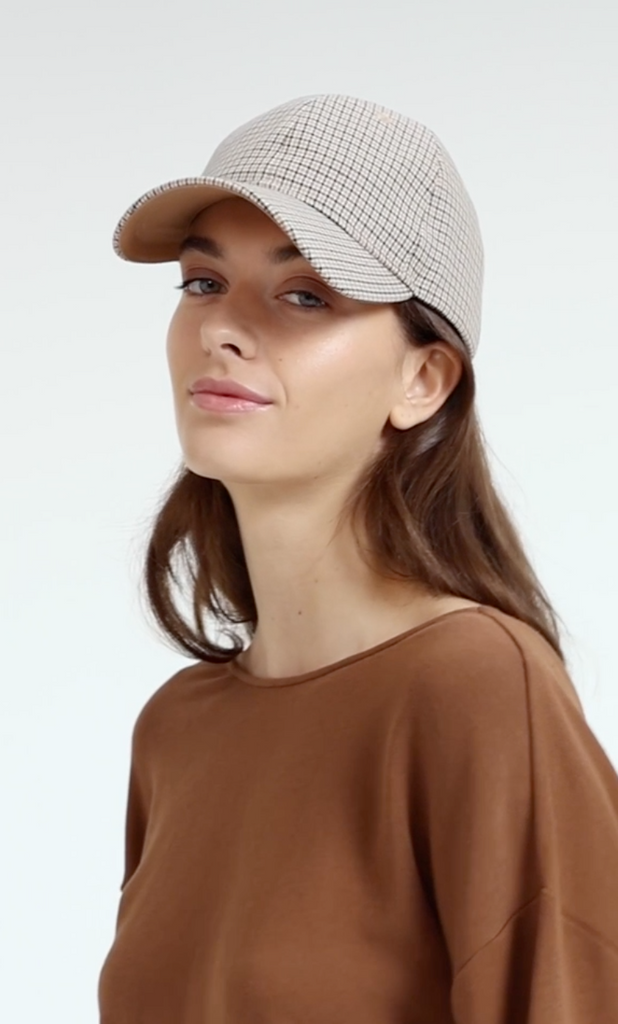 Cap with check pattern