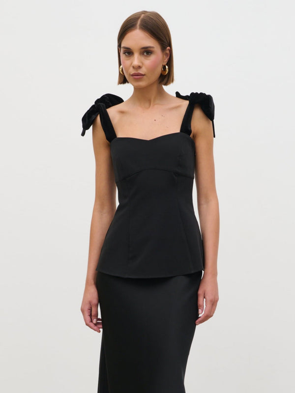 Zienna Velvet Bow Corset Top