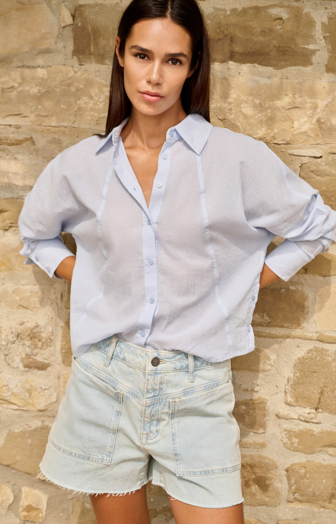 Blouse with angled seams