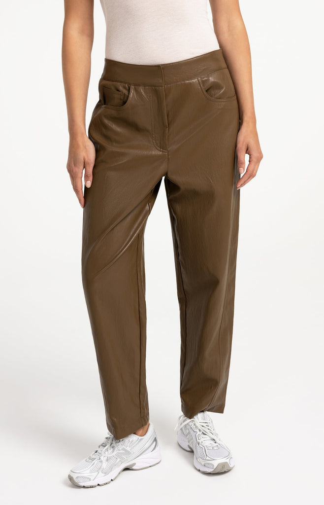 Faux leather trousers- Brown