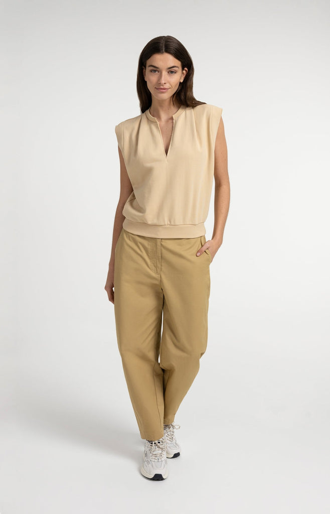 High-waist barrel-leg trousers