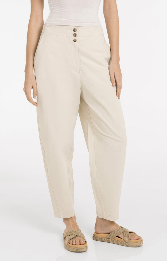 High waist barrel trousers with button