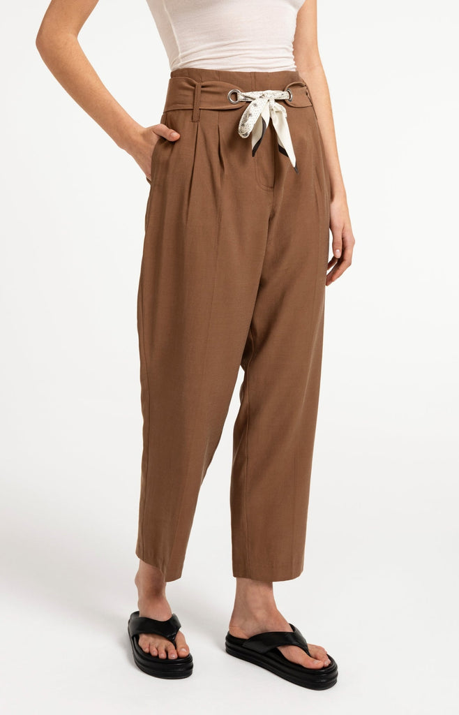 Trousers with  scarf belt- Rust