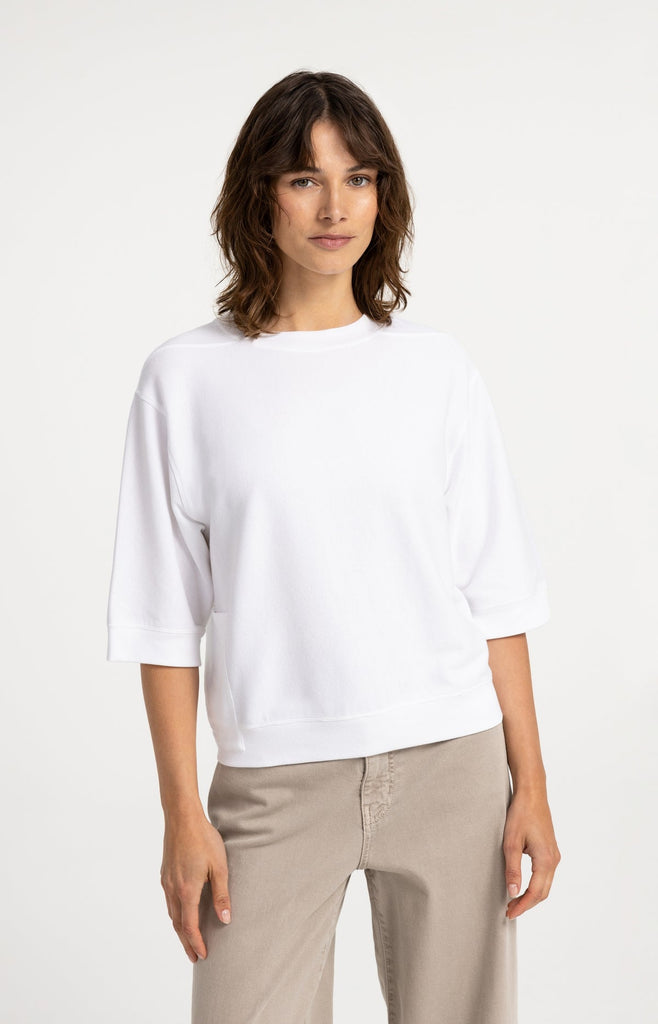Jersey rib top with short sleeves