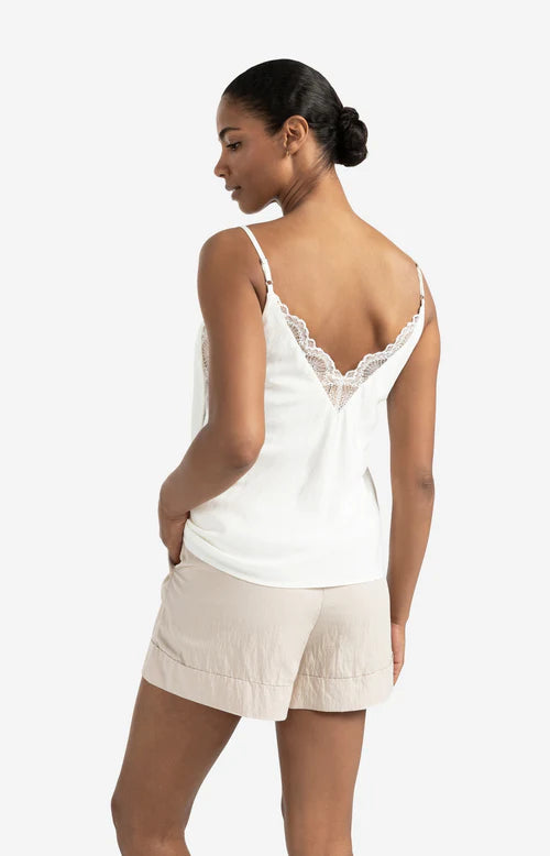 Lace-trimmed singlet