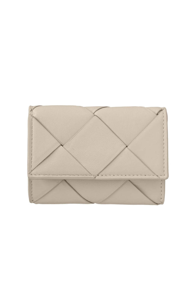 Leather Braded Wallet Cream