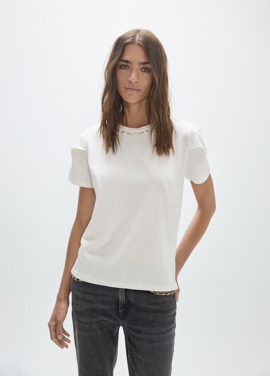 T-shirt with Pearl and Rhinestone