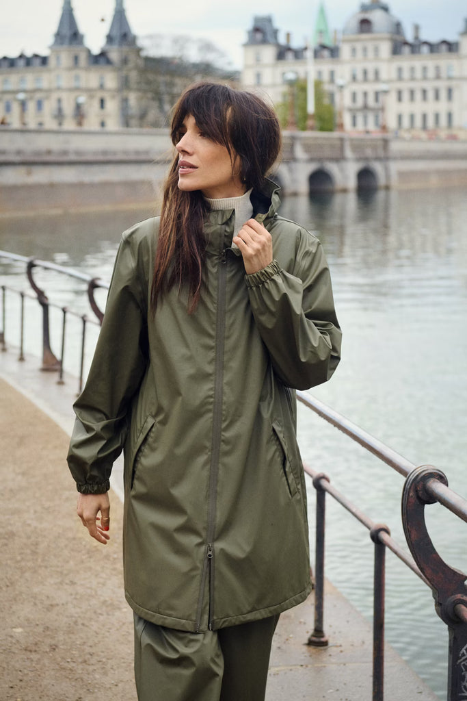 Nicholine Khaki Rain Coat by Part Two