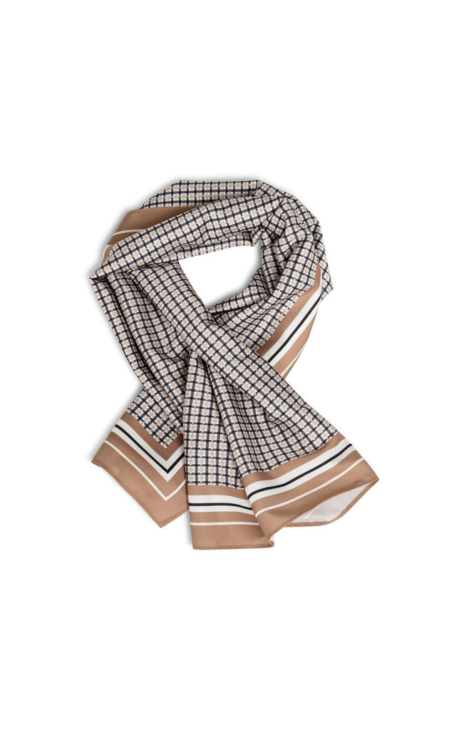 Satin scarf with check print