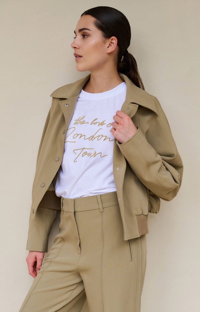 Oversized jacket with ribbed hem