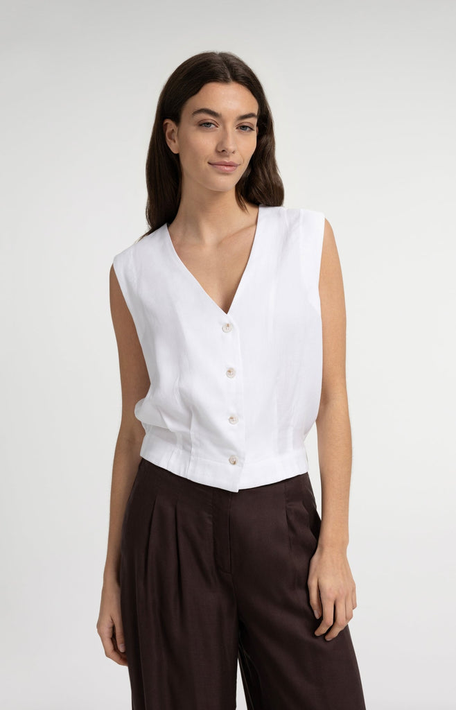 Sleeveless blouse w elastic hem