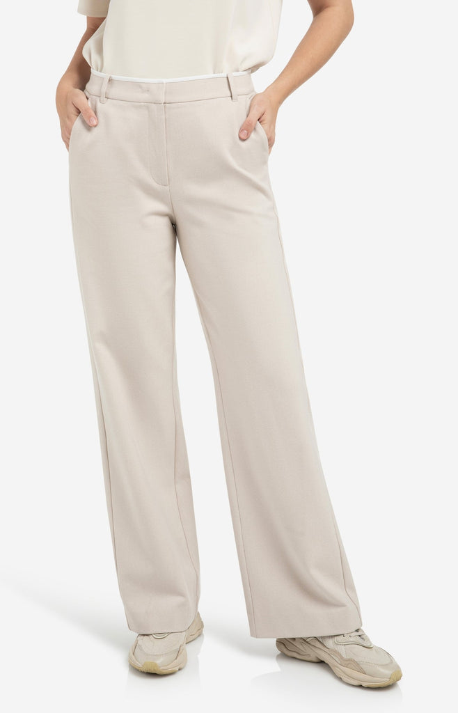 Soft woven trousers w elastic hem