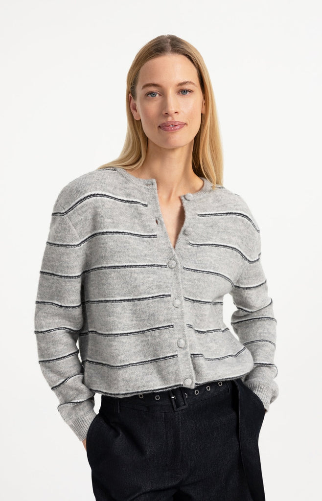 Striped knitted cardigan