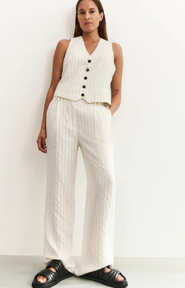 Striped Linen Blend Trousers