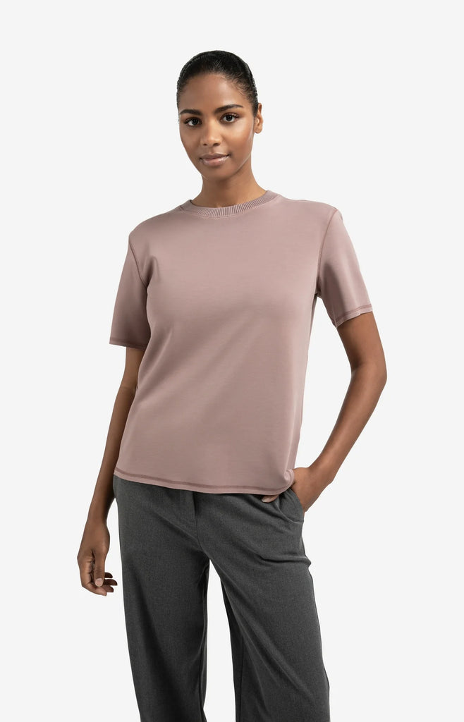 T-Shirt with ribbed neckline Blush