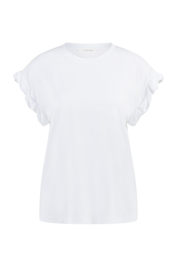 T-shirt with rolled-up sleeves - White