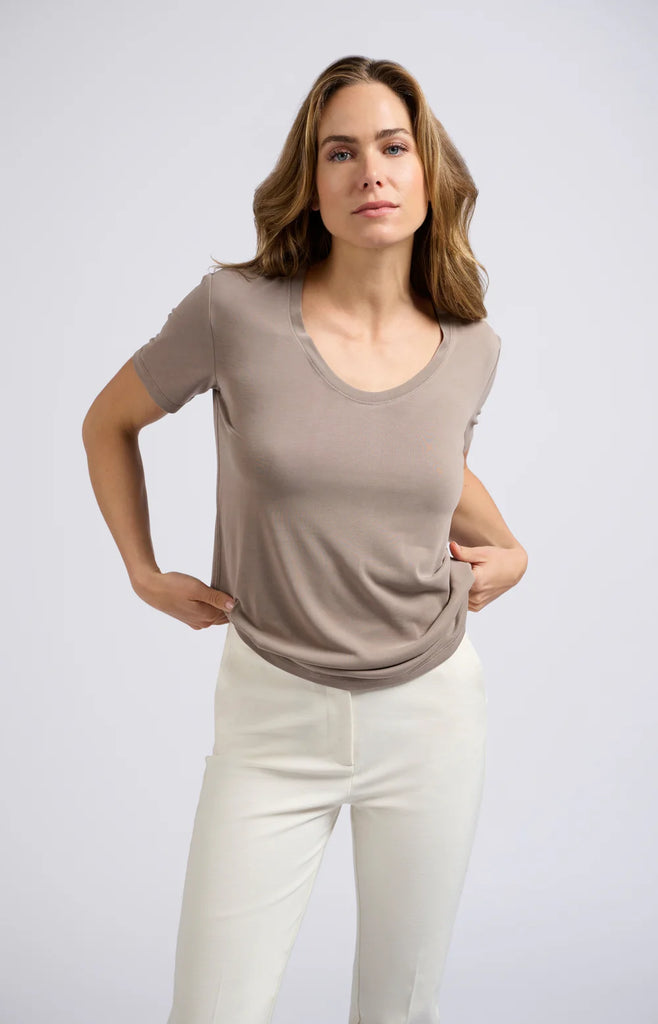 Clay Pebble Grey Round Neck T Shirt