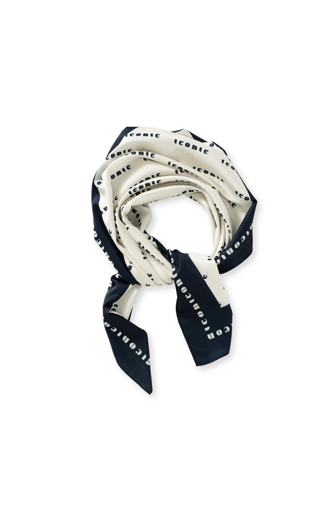 Woven square scarf with print 'iconic'