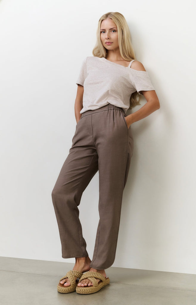 Trousers curved hem - Brown